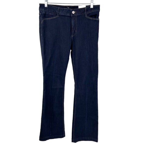 NWT WHBM THE MID-RISE SKINNY FLARE BLUE DARK WASH DENIM JEANS - 10!! - Picture 2 of 7